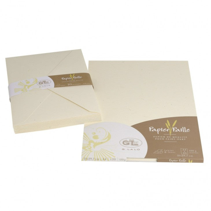 G. Lalo Papier Paille Straw Paper Sheets A4 with envelopes