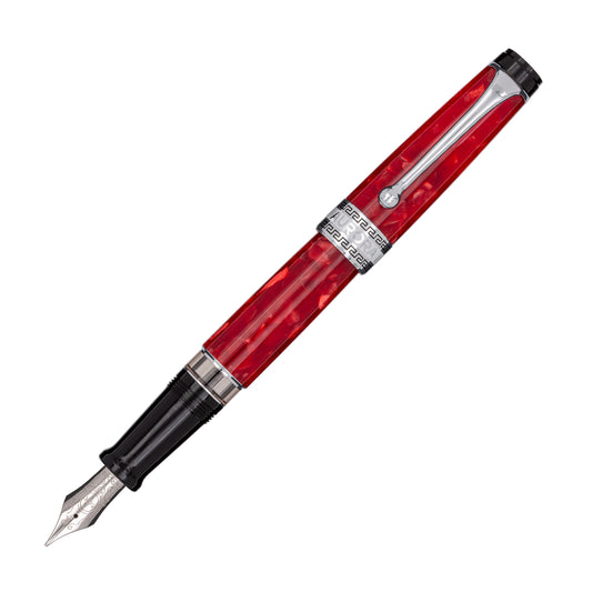 Aurora Optima Auroloide Fountain Pen - Red with Chrome Trim  Made in Italy