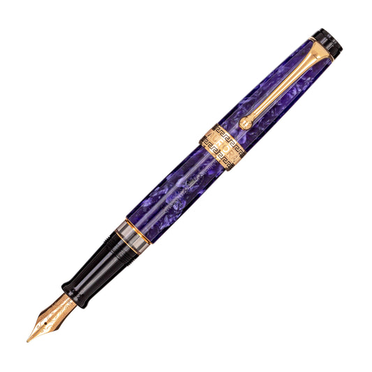 Aurora Optima Auroloide Fountain Pen - Marbled Purple with Rose Gold Trim