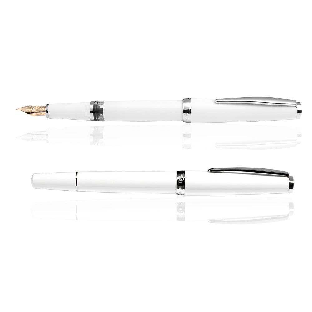 Cleo Skribent - Classic Palladium - 14k Gold Nib Fountain Pen - Piston - White