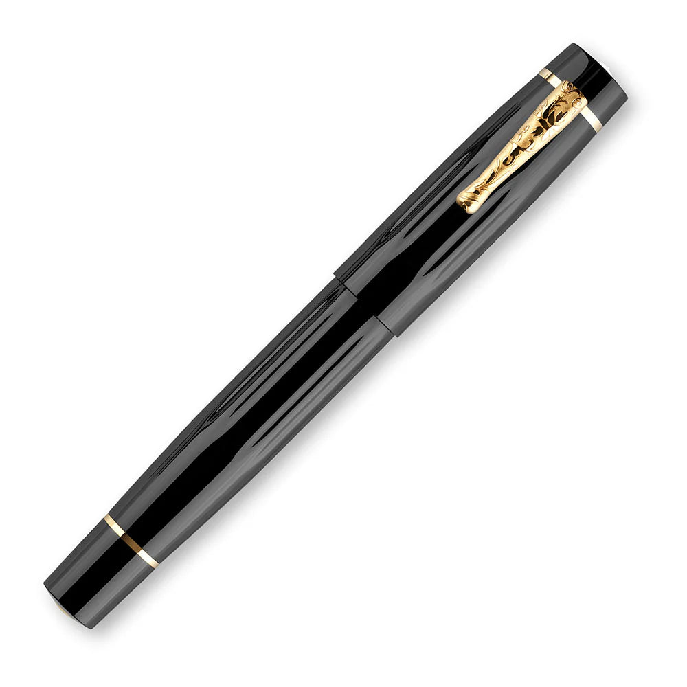 Delta Bio+ 16 Fountain Pen - Black Nero - Organic Sustainable Made in Italy capped
