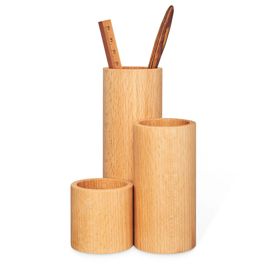 e+m Holzprodukte Step - Natural Beech Wood Pen Cup Made in Germany