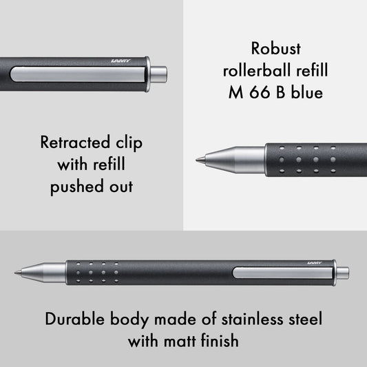 LAMY Swift Capless Rollerball - Anthracite - Made in Germany details