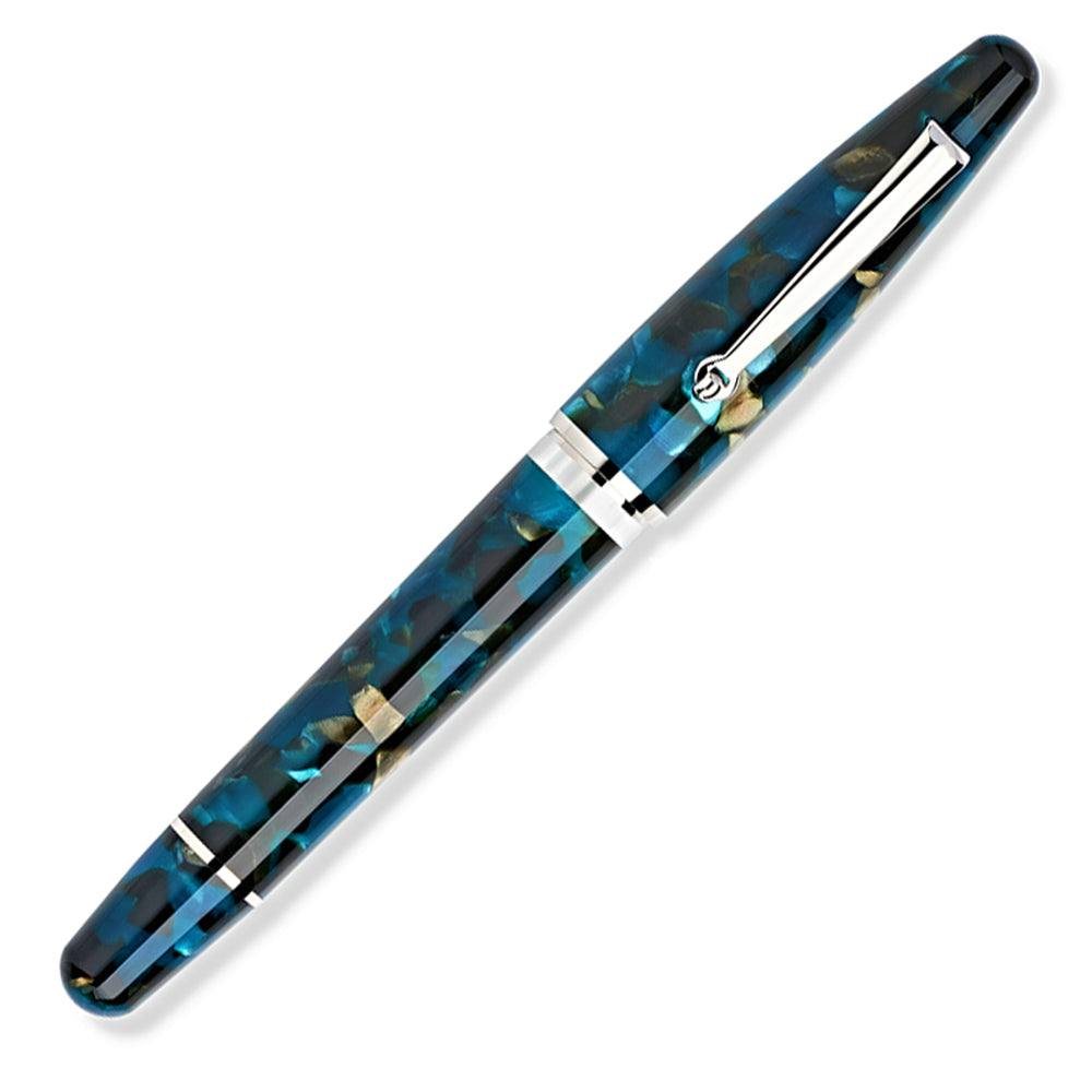 Maiora Ultra Ogiva T22 Fountain Pen - Titanium #8 Nib - Limited Edition - Teti Blue - Made in Italy capped