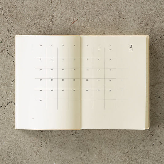 Midori MD Diary 2026 Calendar - 1 Day 1 Page - A5 - Made in Japan monthly spread