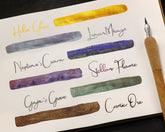 Octopus Fluids Celestial Glitter Sheening Fountain Pen Ink Sets - 6 x 10 ml Bottles - Set 1 writing sample swatches