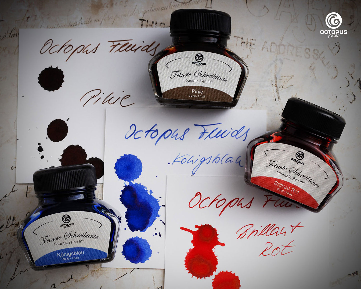 Octopus Fluids Fountain Pen Ink - 30 ml Bottle - Pinie Pine Brown - Made in Germany inks