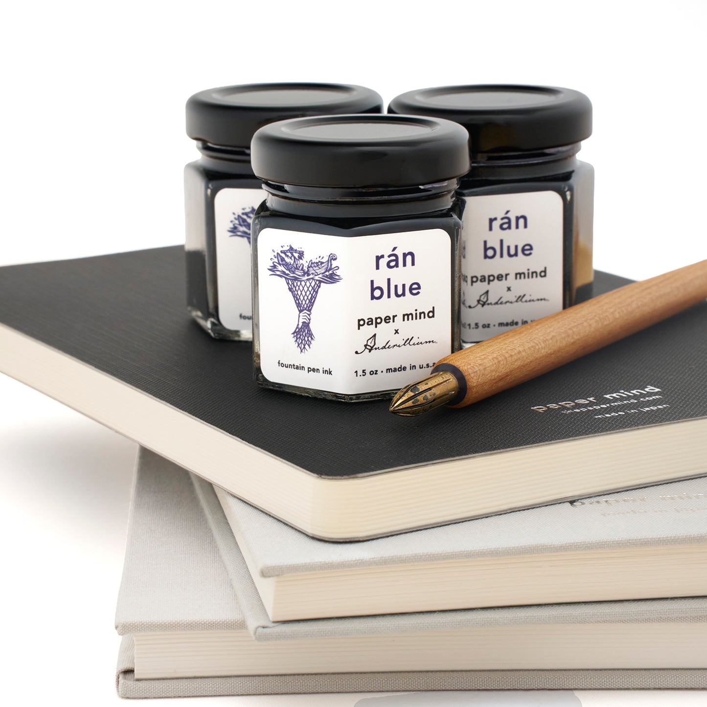 The Paper Mind x Anderillium Fountain Pen Ink 1.5 oz Bottle - Rán Blue - Made in the USA