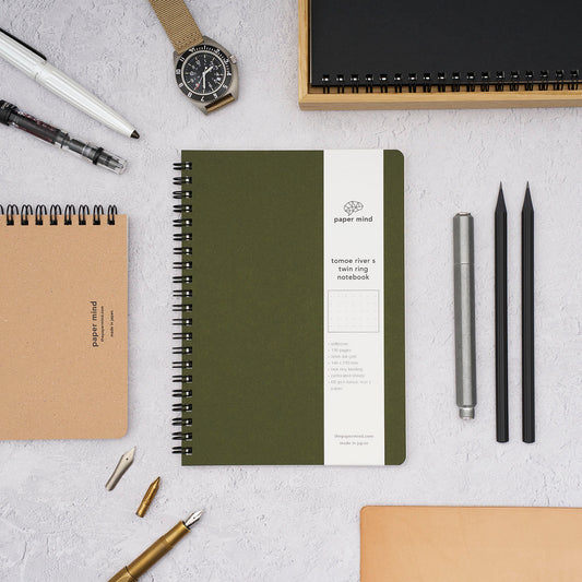 The Paper Mind Tomoe River Twin Ring Spiral Fountain Pen Friendly Notebook - A5 - Made in Japan Green Lifestyle