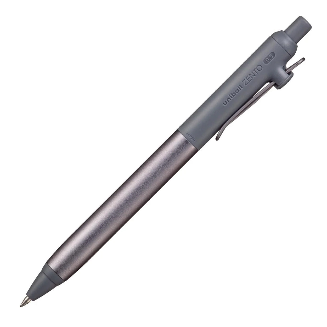 Uni-Ball Zento Gel Pen - Flow - 0.5 mm Hematite Gray - Black Ink - Made In Japan
