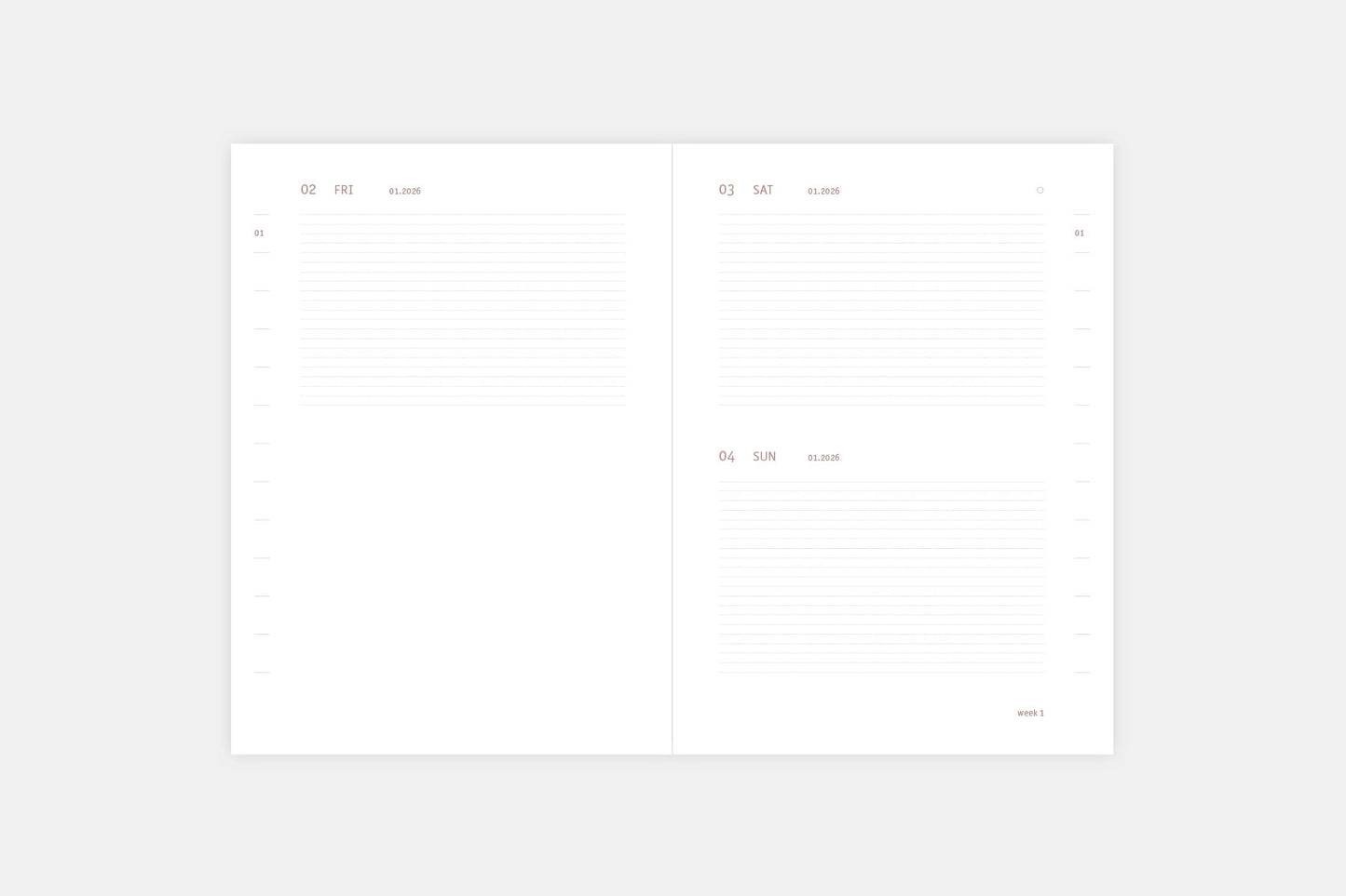 Papierniczeni Everyday 2026 Daily Calendar - Daily Weekend Spread