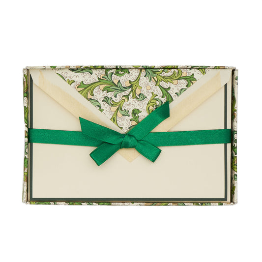 Classica Italiana 100% Cotton Letter Set Florentine Green Fountain Pen Friendly Made in Italy Box with bow