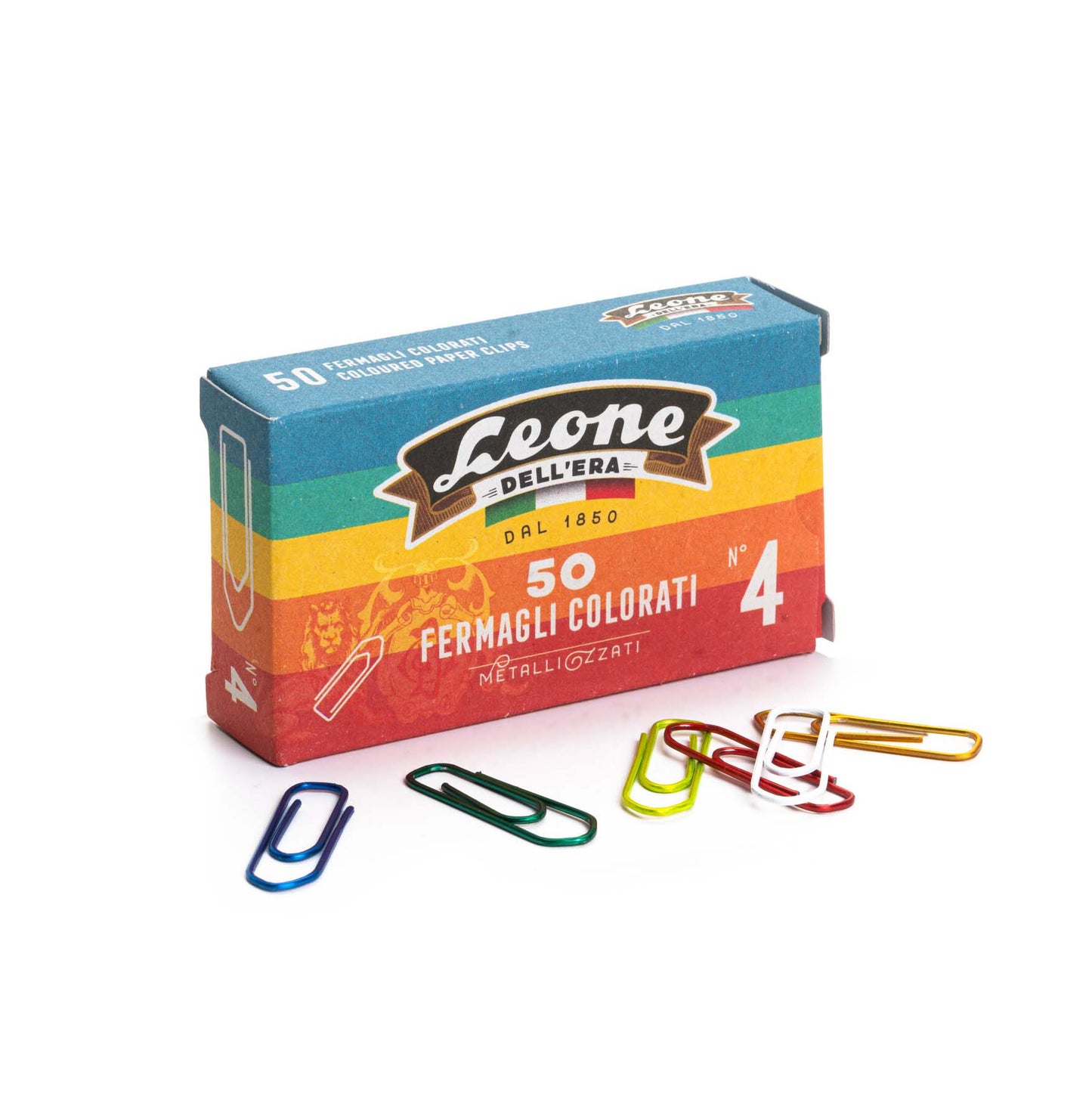 Lion Paper Clips - Mixed Metallic Colors - Size 4 - Leone Dellera - made in italy