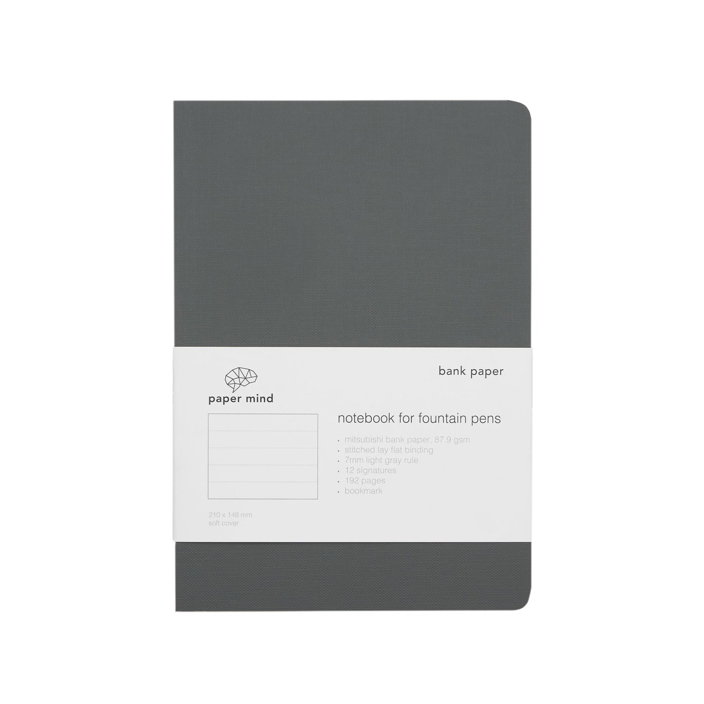 The Paper Mind Mitsubishi Bank Paper Notebook A5 Grey Fountain Pen Friendly