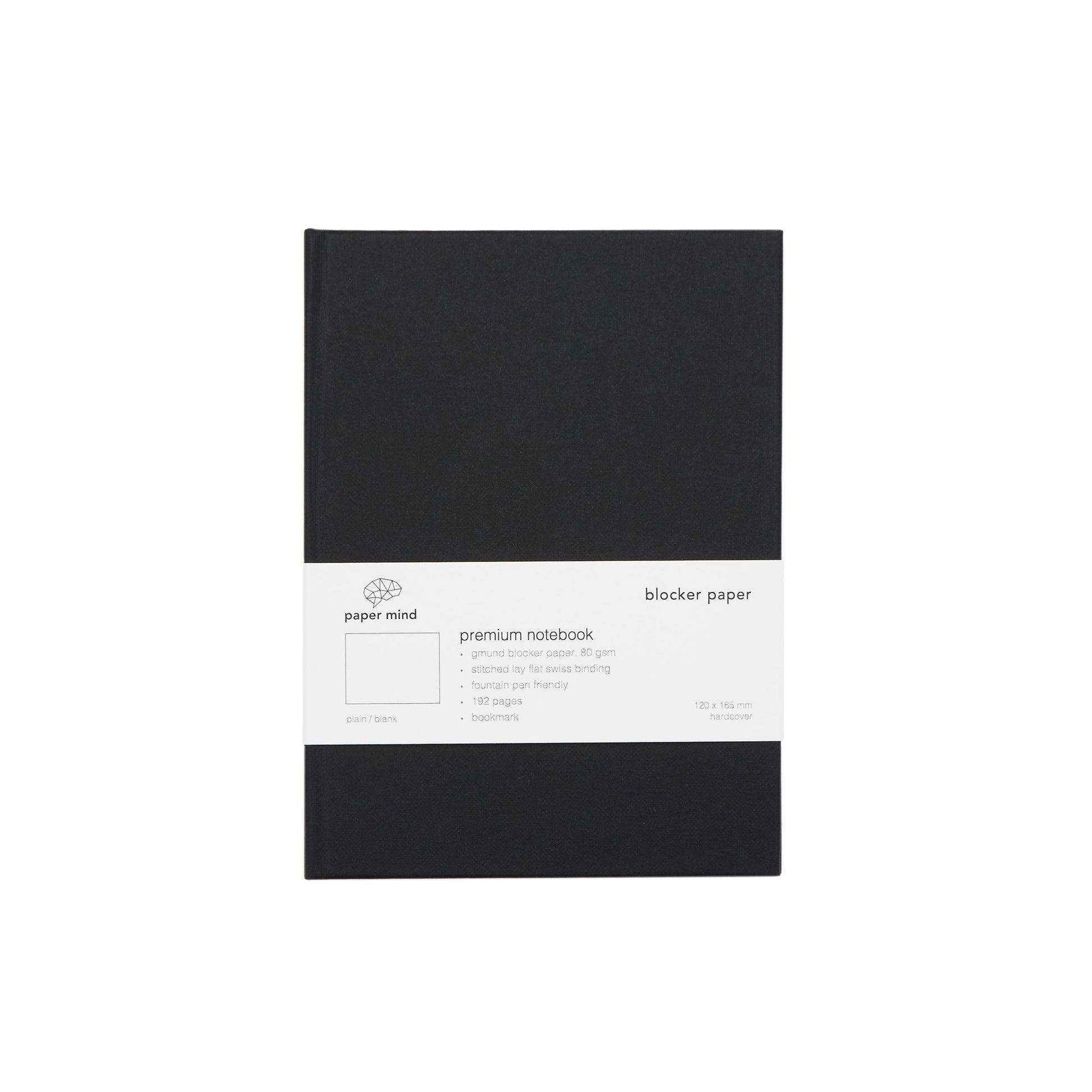 The Paper Mind Blocker Paper Hardcover Notebook Fountain Pen Friendly Black Plain Blank