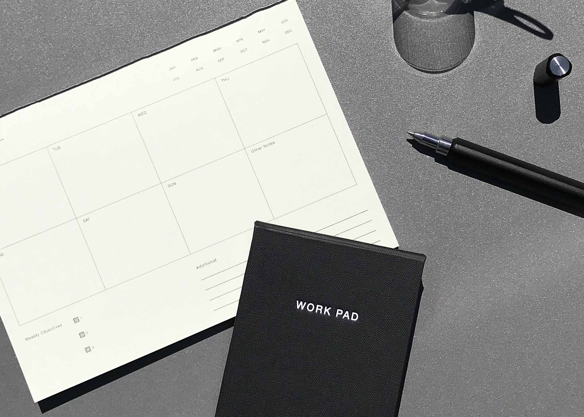 Weekly Notepad by Before Breakfast Mid Grey with pen Fountain Pen Friendly