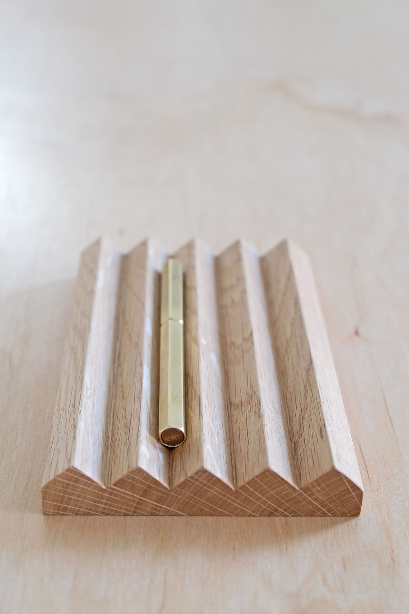Oak Wood Pen Tray - Medium