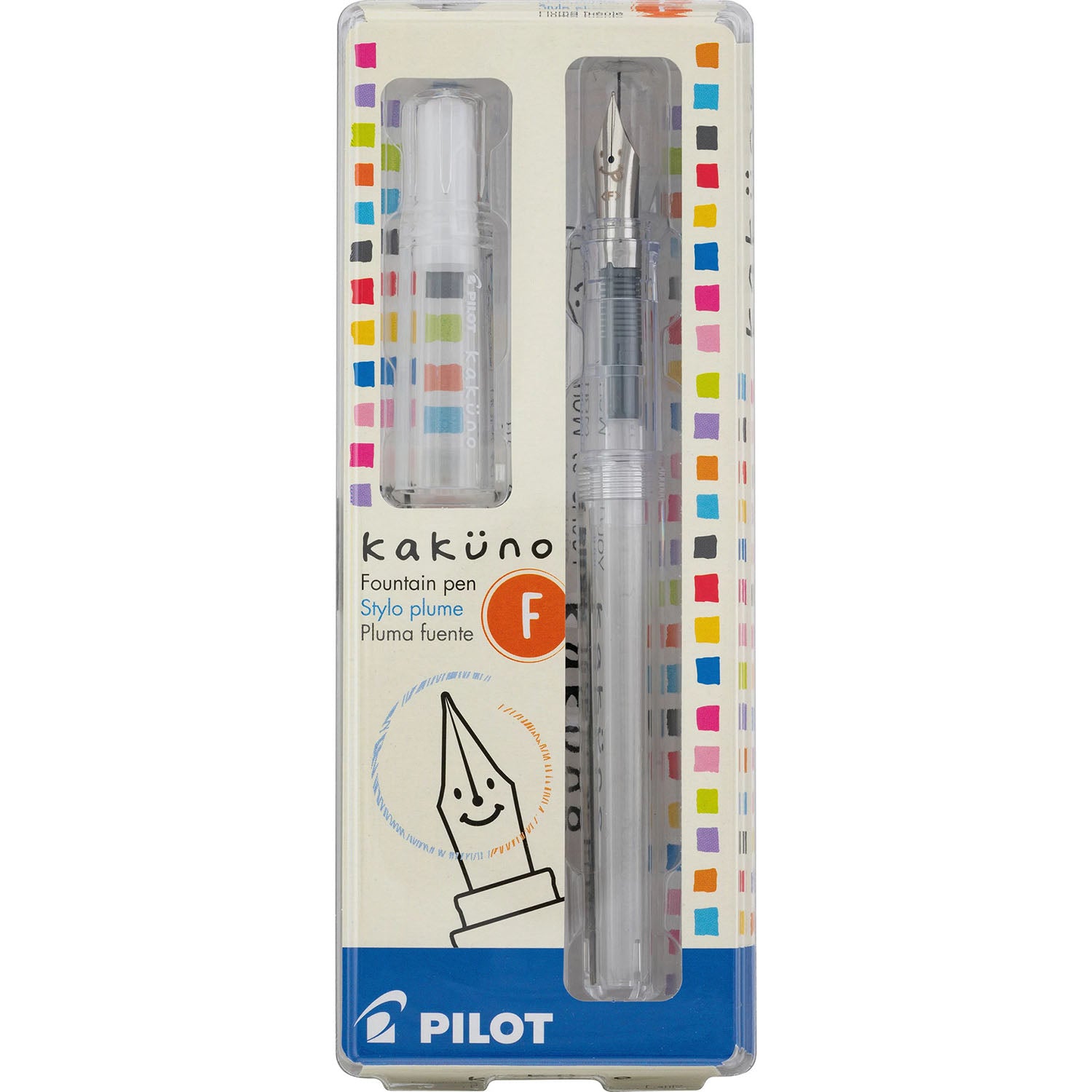 Pilot Kakuno Fountain Pen - Clear - Fine Nib - Made in Japan package