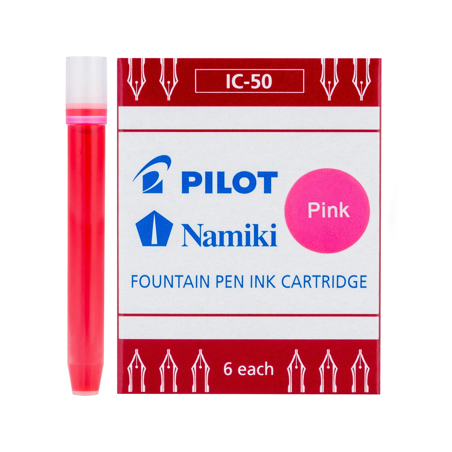 Pilot Namiki Fountain Pen Ink - 6 Cartridges Pink