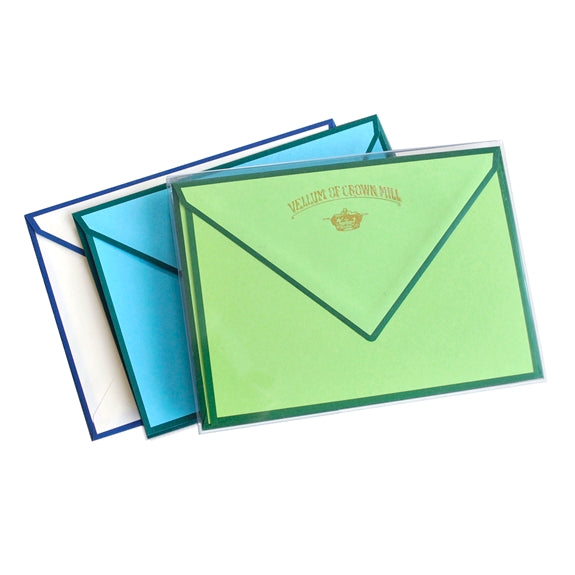 Original Crown Mill Color Edge 4 x 6 Note Card and Envelope Boxes Bamboo  Arctic Cream