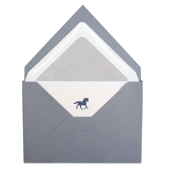 Original Crown Mill First Engraved Color Theme Notecards Grey Horse