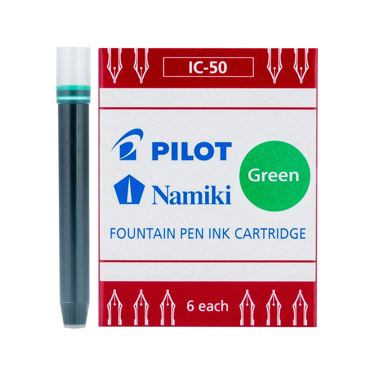 Pilot Namiki Fountain Pen Ink - 6 Cartridges Green