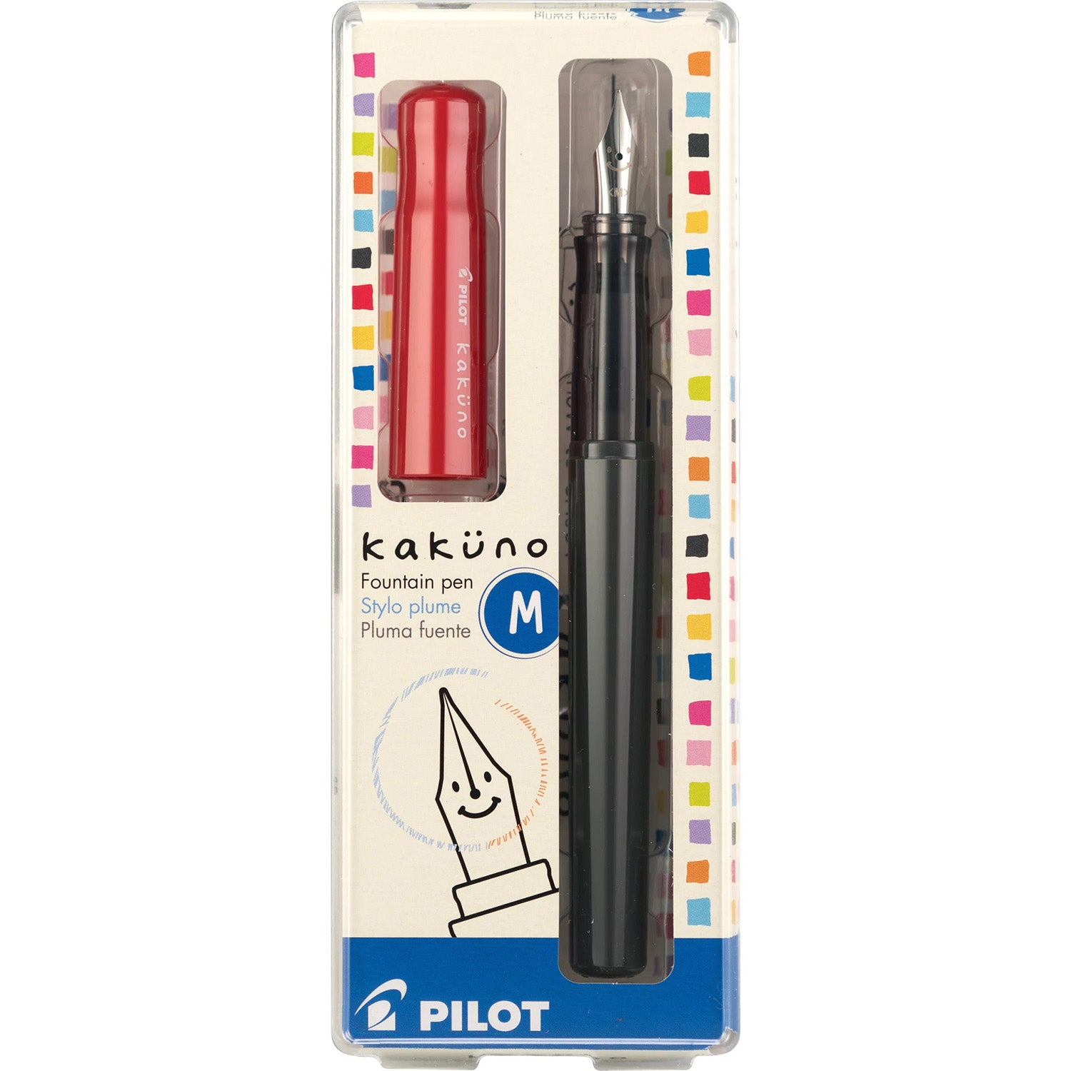 Pilot Kakuno Fountain Pen - Red - Medium Nib Made in Japan package