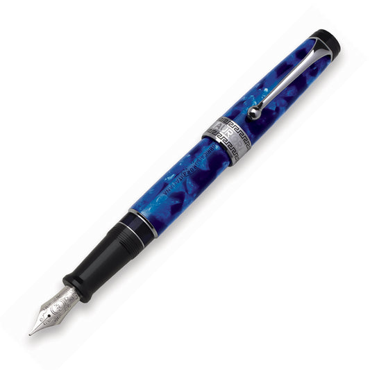 Aurora Optima Auroloide Fountain Pen - Blue with Chrome Trim