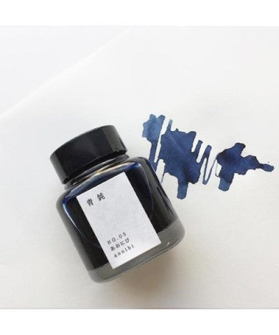 Tag Stationery Kyo No Oto Aonibi No. 5 Fountain Pen Ink - 40 ml Bottle on paper