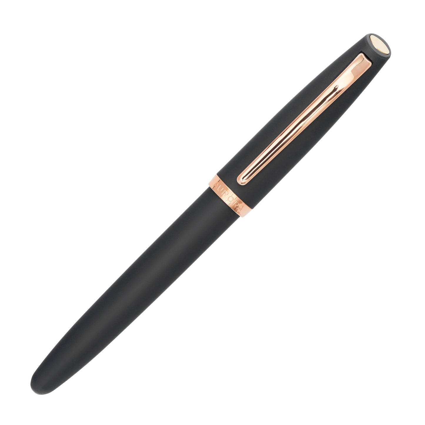 Aurora Style Fountain Pen Made in Italy Matte Black Rose Gold Capped