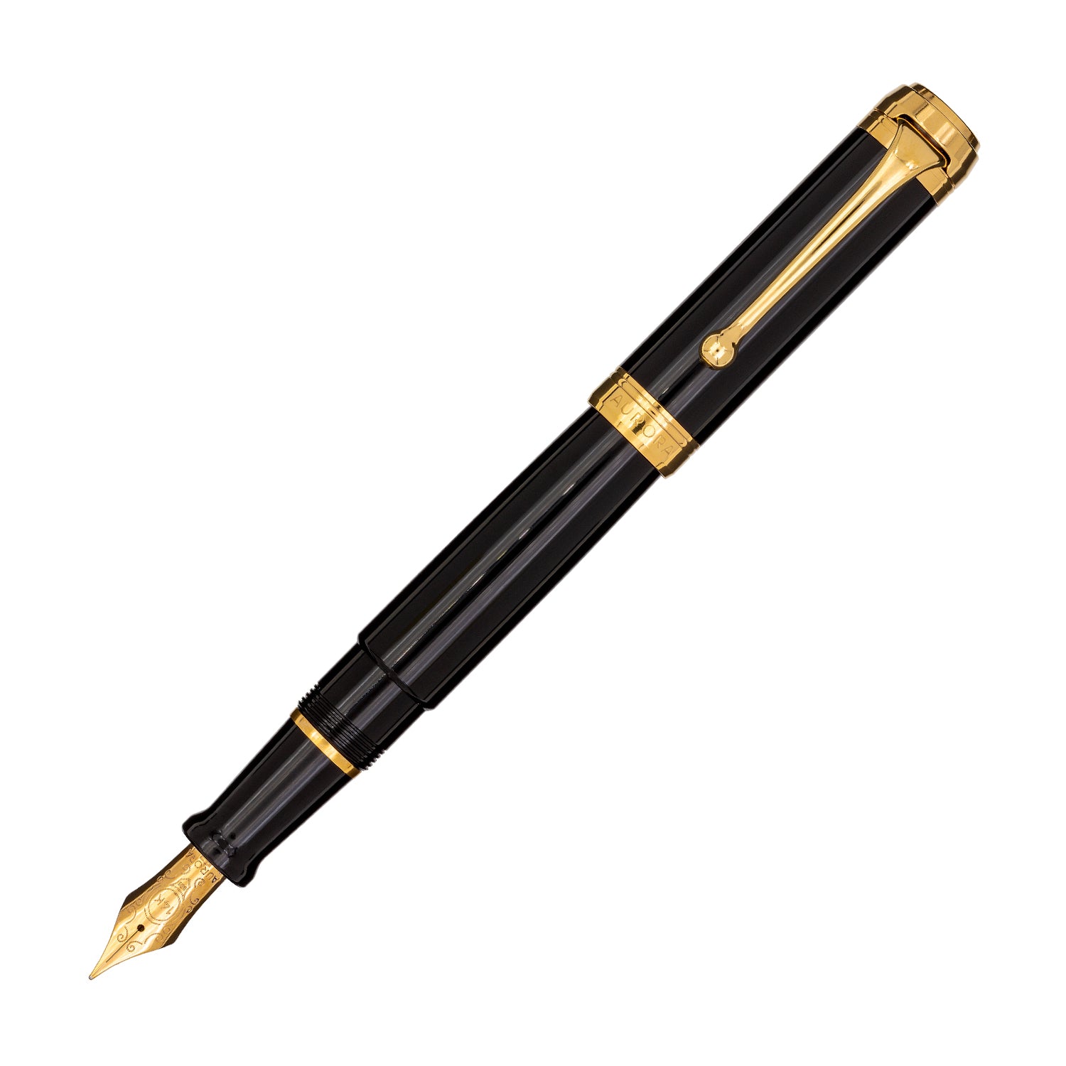 Aurora Talentum Fountain Pen - Black with Gold Trim