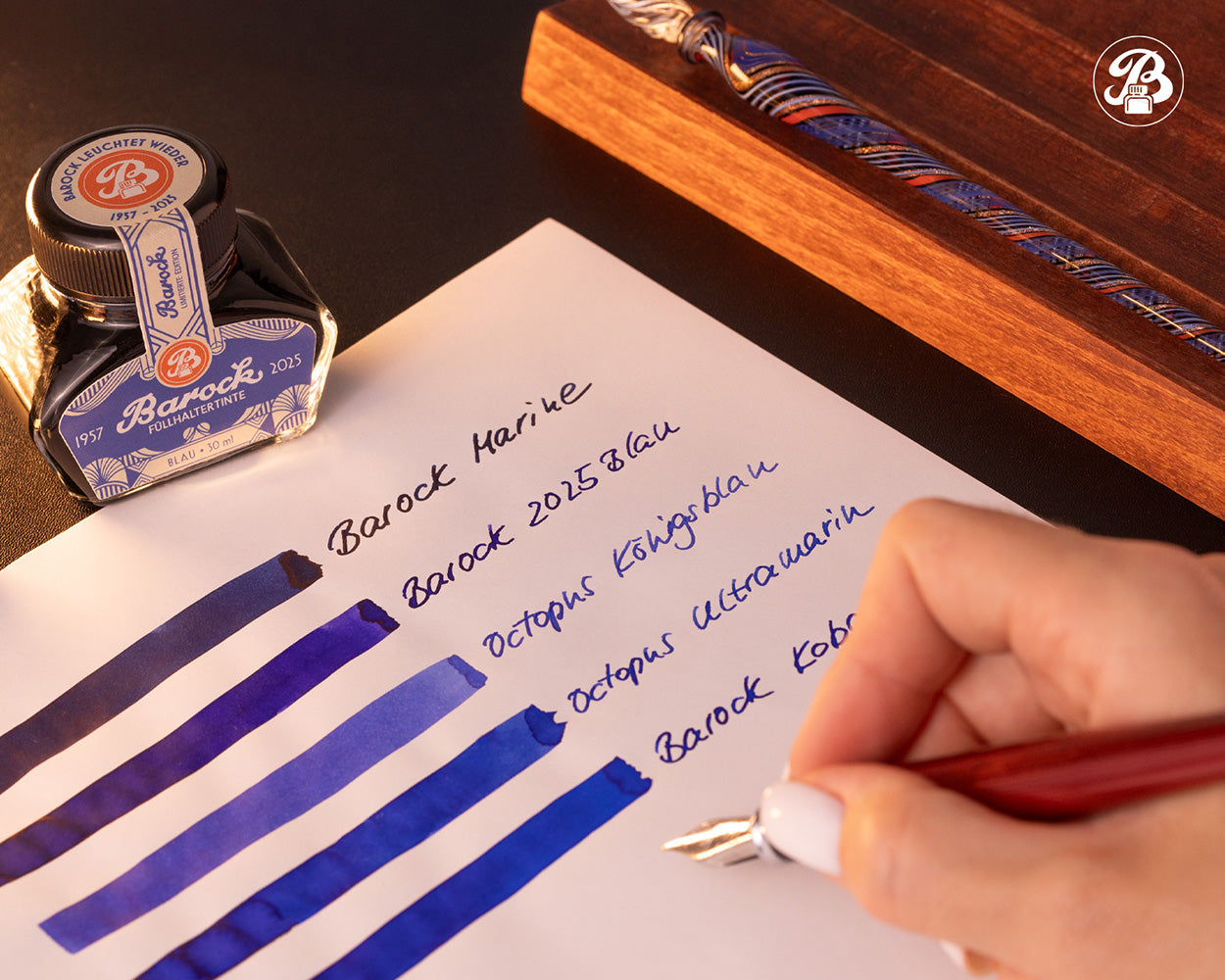 Octopus Fluids Barock Fountain Pen Ink - 30 ml Bottle - Blau Blue 2025 - Limited Edition ink comparison 