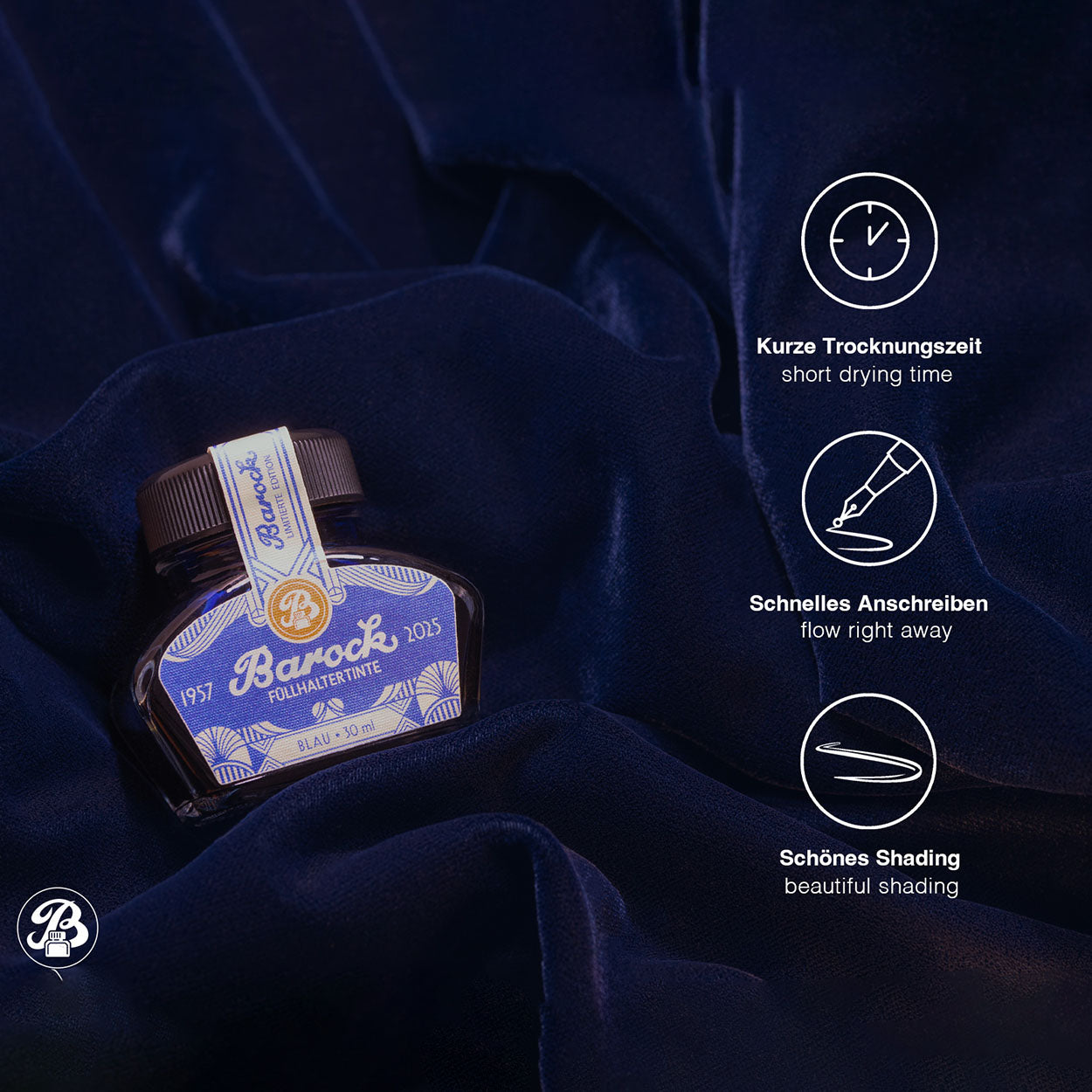 Octopus Fluids Barock Fountain Pen Ink - 30 ml Bottle - Blau Blue 2025 - Limited Edition ink details