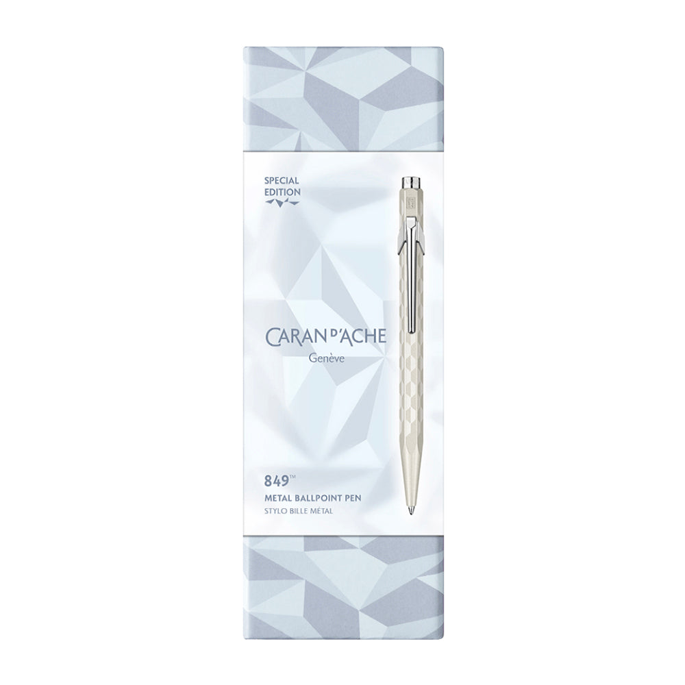 Caran d'Ache 849 Ballpoint Pen - Alpine Frost White - Special Edition - Swiss Made box