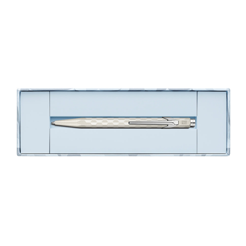 Caran d'Ache 849 Ballpoint Pen - Alpine Frost White - Special Edition - Swiss Made box open
