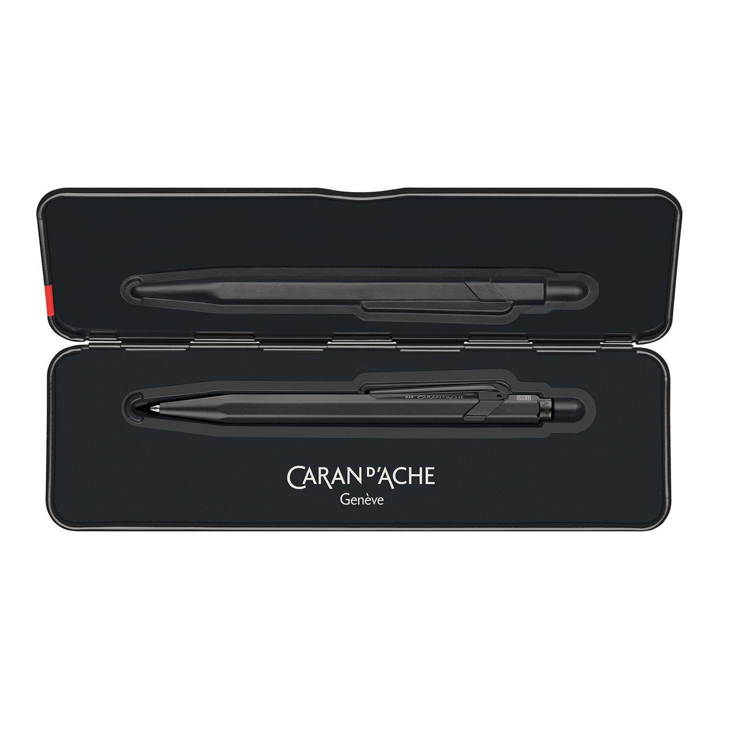 Caran d'Ache 849 Ballpoint Pen - Black Code - Swiss Made Slim Pack Open