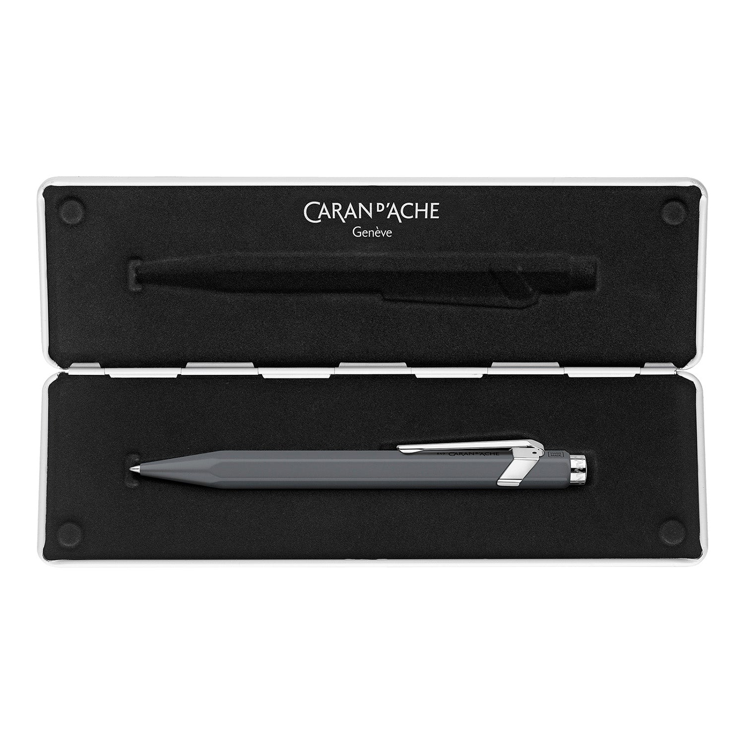 Caran d'Ache 849 Rollerball Pen with Slimpack Open - Grey - Swiss Made