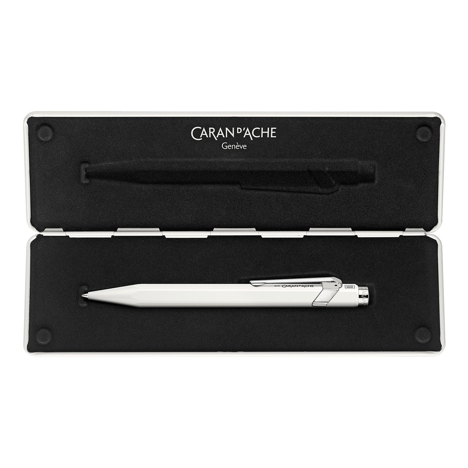 Caran d'Ache 849 Rollerball Pen with Slimpack open - White - Swiss Made