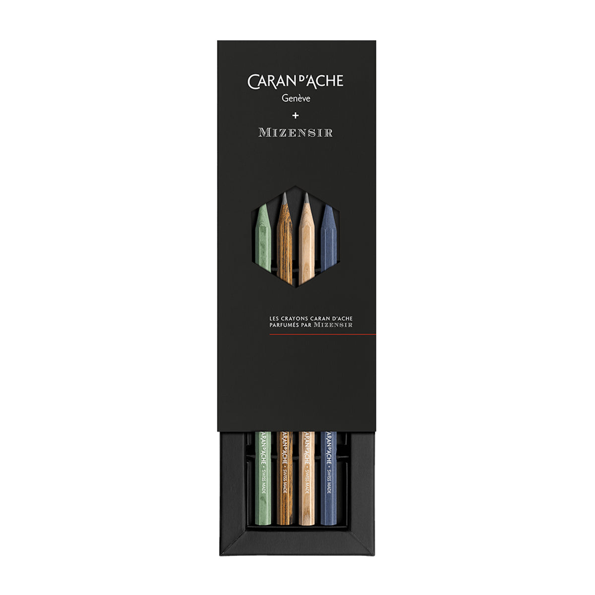 Caran D'Ache Les Crayons Mizensir Scented Pencils - Swiss Made Pack of 4 HB graphite box opening