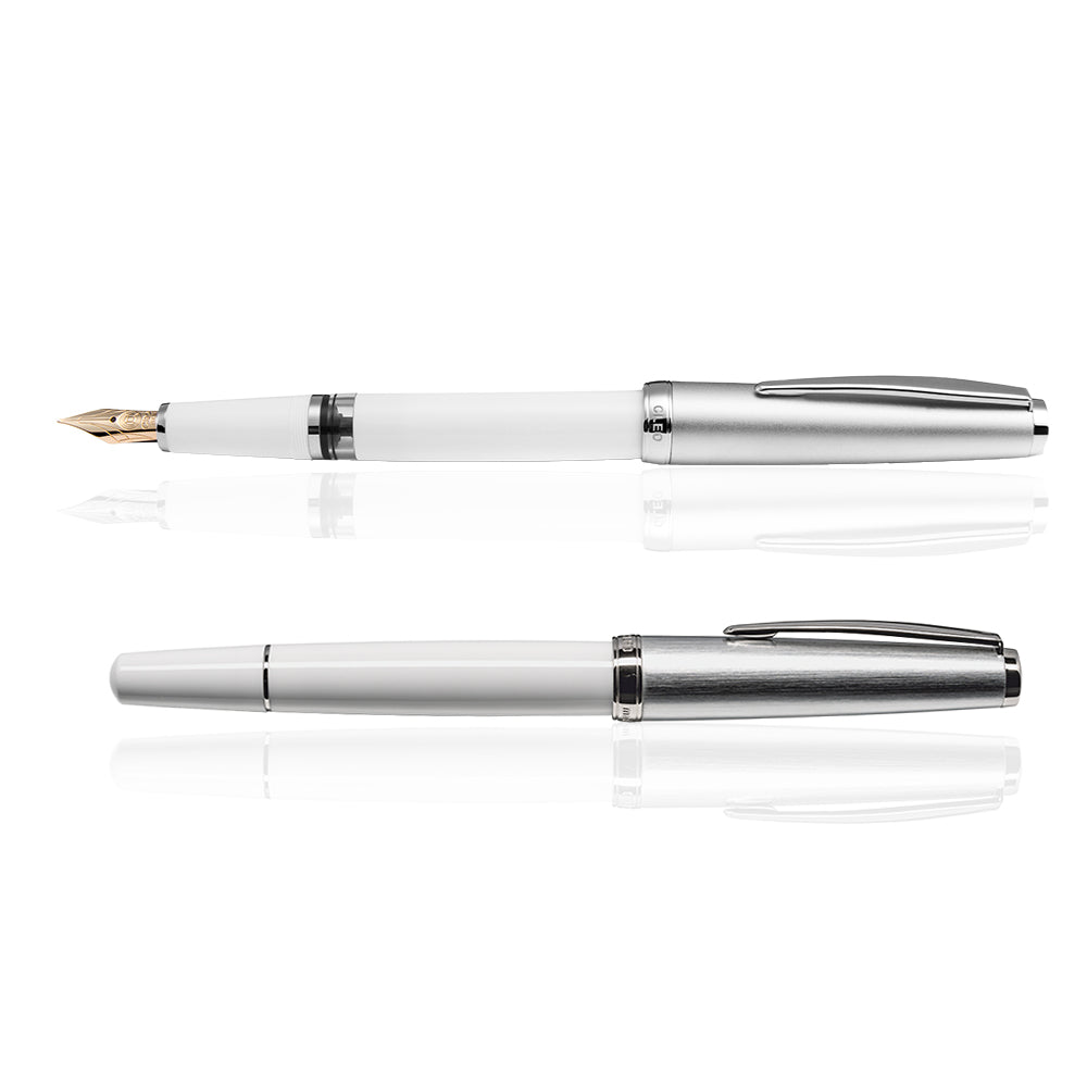 Cleo Skribent - Classic Metal Cap - 14k Gold Nib Fountain Pen - Piston - White