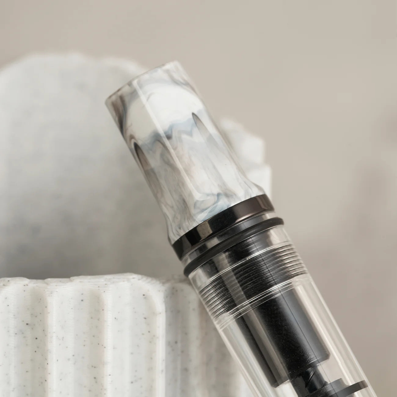 TWSBI Eco Fountain Pen - TWSBI Eco Fountain Pen - Carrara w/ Onyx - Piston Filler - Demonstrator - Made in Taiwan piston knob