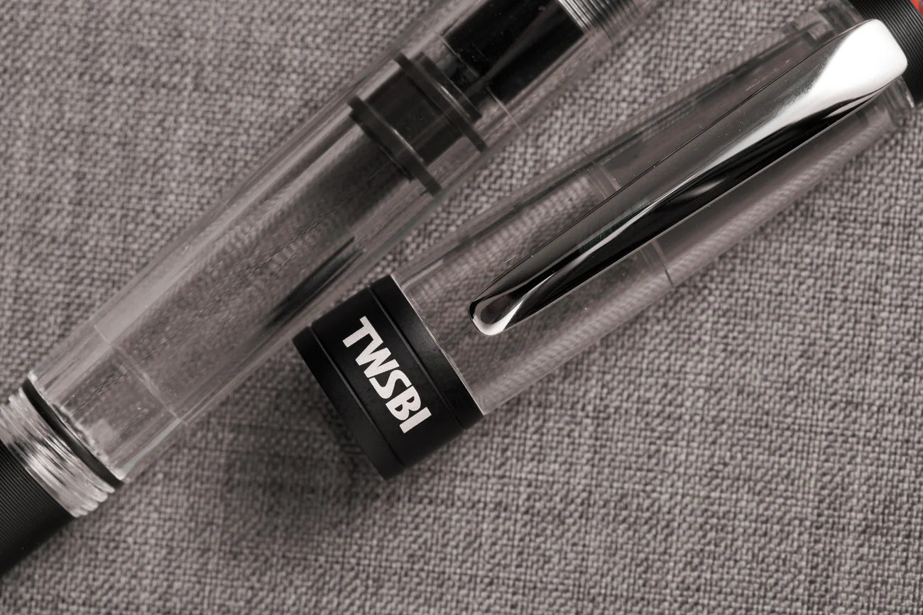 TWSBI Diamond 580ALR Fountain Pen - Black - Piston Filler - Demonstrator - Made in Taiwan cap and barrel detail