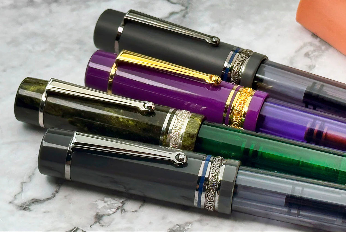 Delta Prestige Fountain Pen - #8 14k nib - Limited Edition -all colors cap details Made in Italy