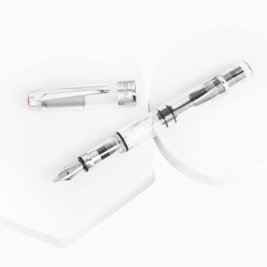 TWSBI Diamond 580 Fountain Pen - Clear - Piston Filler - Demonstrator - Made in Taiwan uncapped