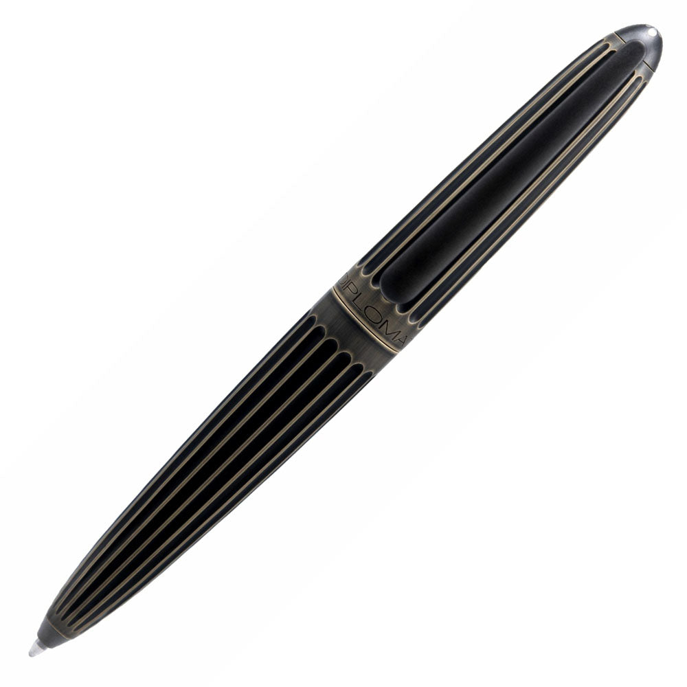 Diplomat Aero Ballpoint Pen - Stripes Oxyd Brass - Made In Germany