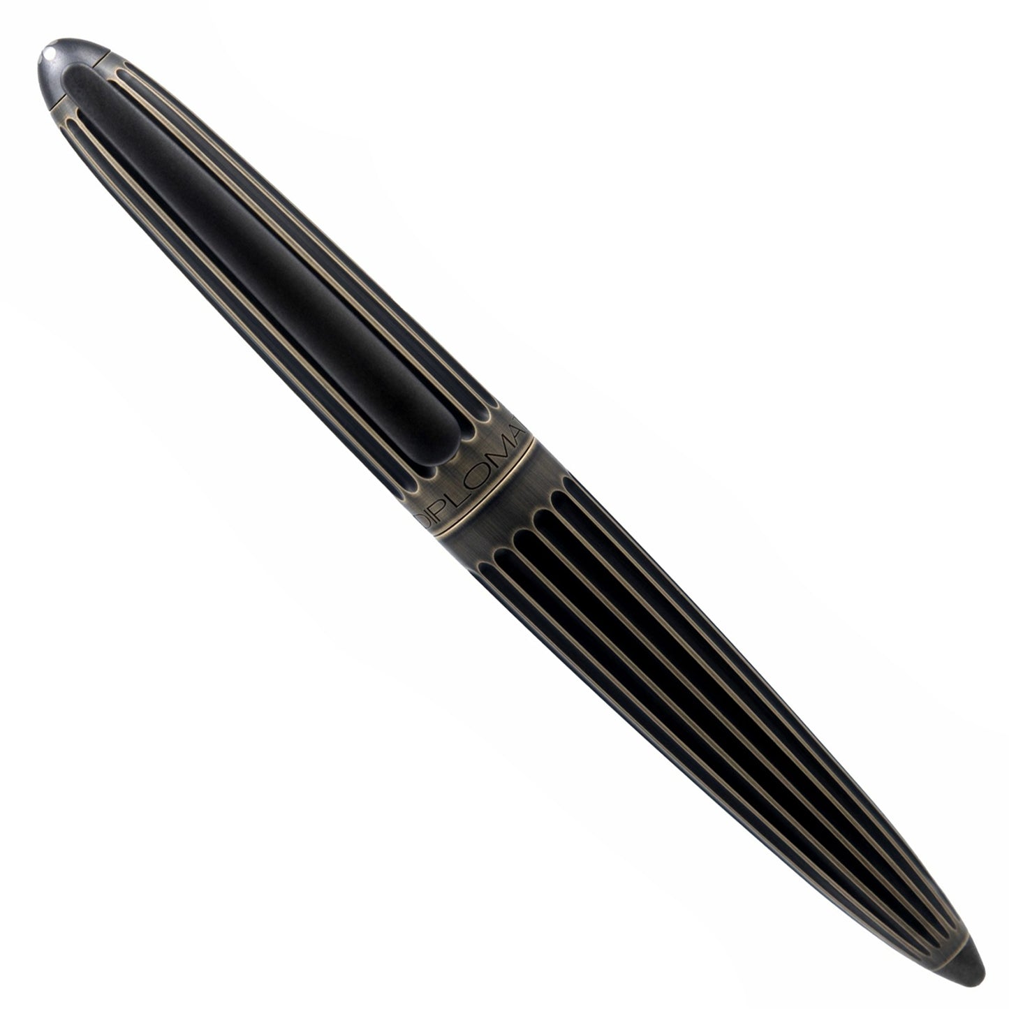 Diplomat Aero Fountain Pen - Stripes Oxyd Brass - Made In Germany Capped