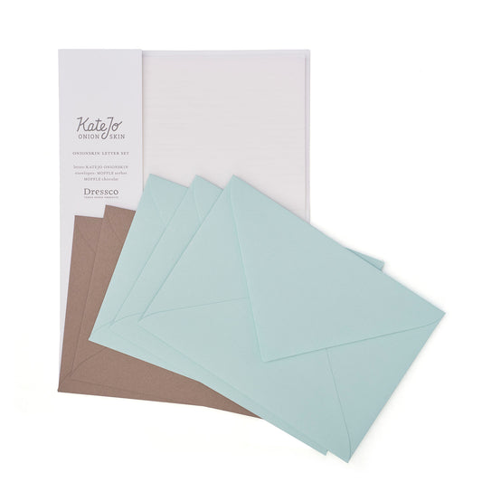 Dressco Onionskin Letter Set - A5 - Blue & Brown