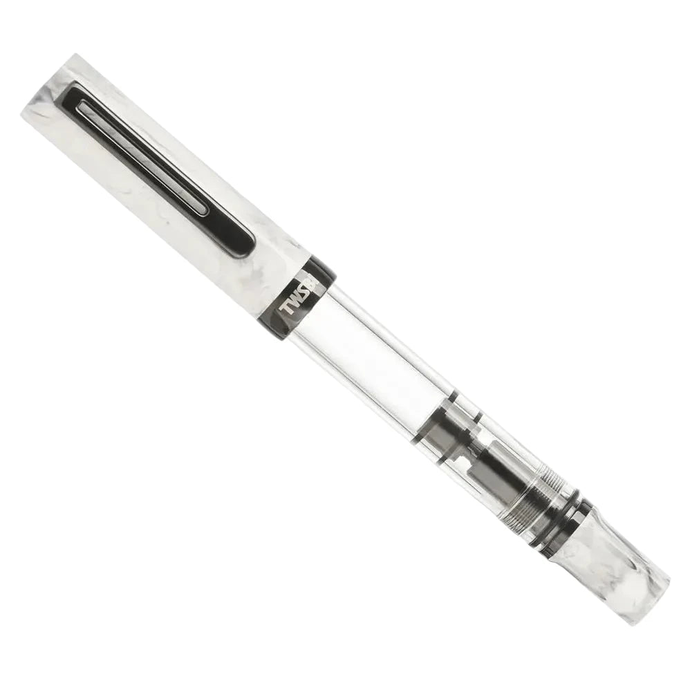 TWSBI Eco Fountain Pen - TWSBI Eco Fountain Pen - Carrara w/ Onyx - Piston Filler - Demonstrator - Made in Taiwan capped