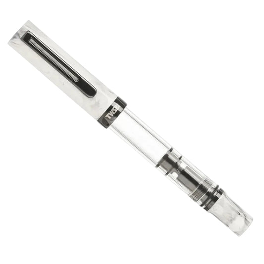 TWSBI Eco Fountain Pen - TWSBI Eco Fountain Pen - Carrara w/ Onyx - Piston Filler - Demonstrator - Made in Taiwan capped