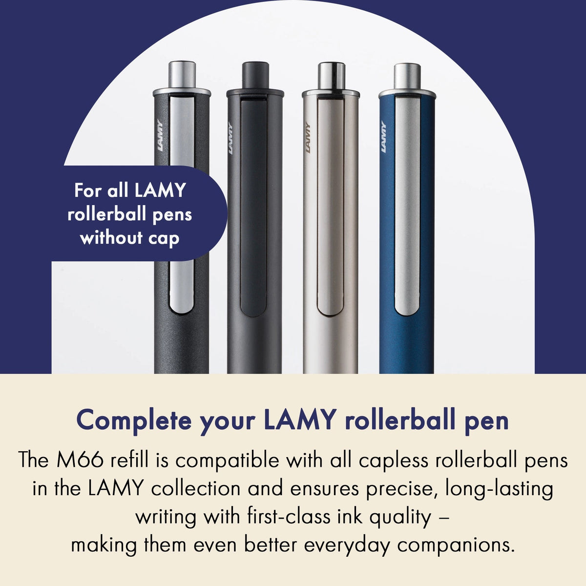 LAMY M66 Capless Rollerball Pen Refill - Black - Medium Point